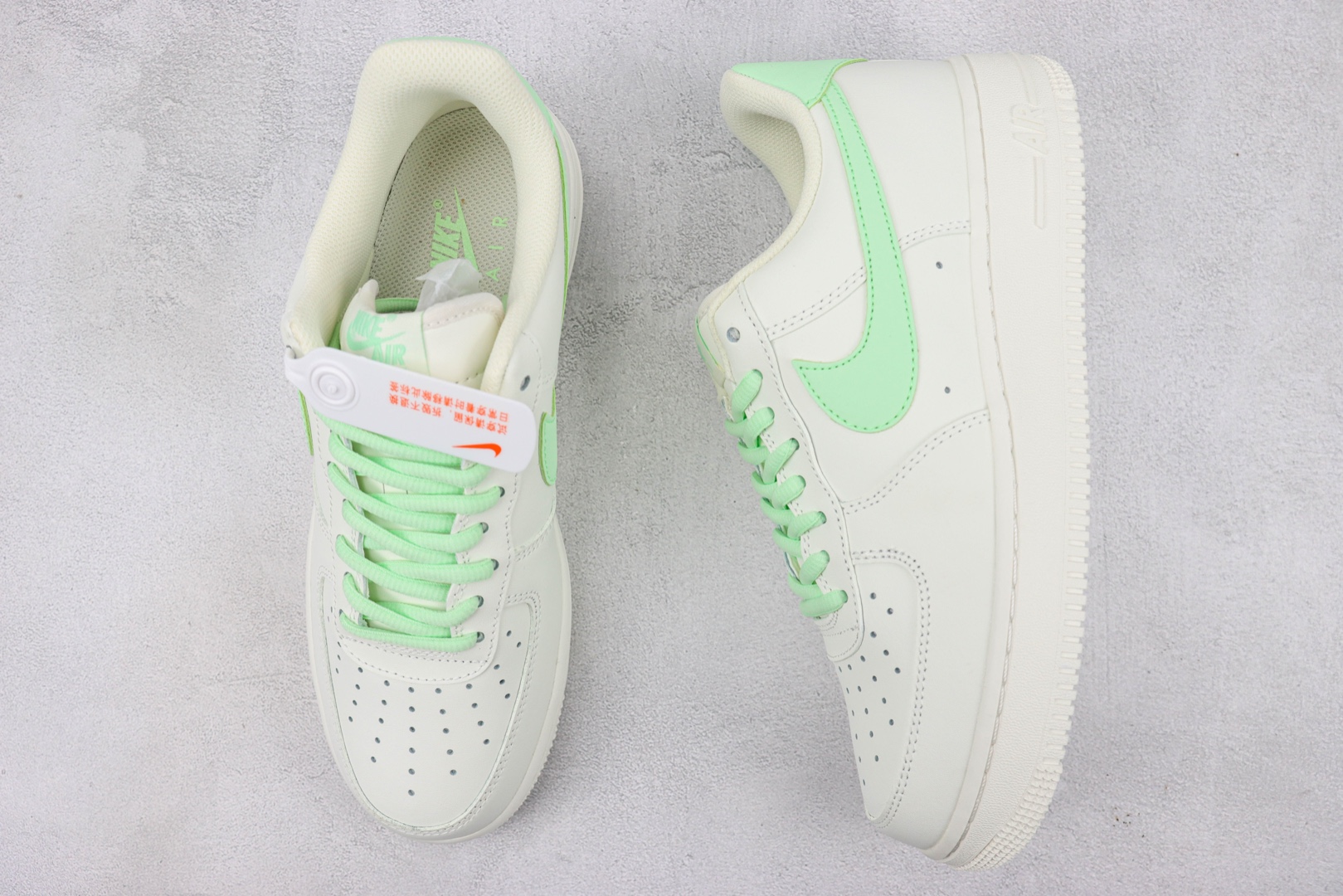 White and light green Nike Air Force 1 Low sneakers Item No.: CQ5059 223