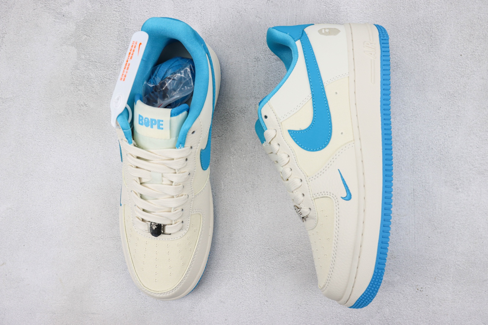 Ape Head Joint Double Hook White Blue Item No.: BS9055 750 Nike Air Force 1 Low Air Force One Low Top Sports and Leisure Sneakers Item No.: BS9055 750
