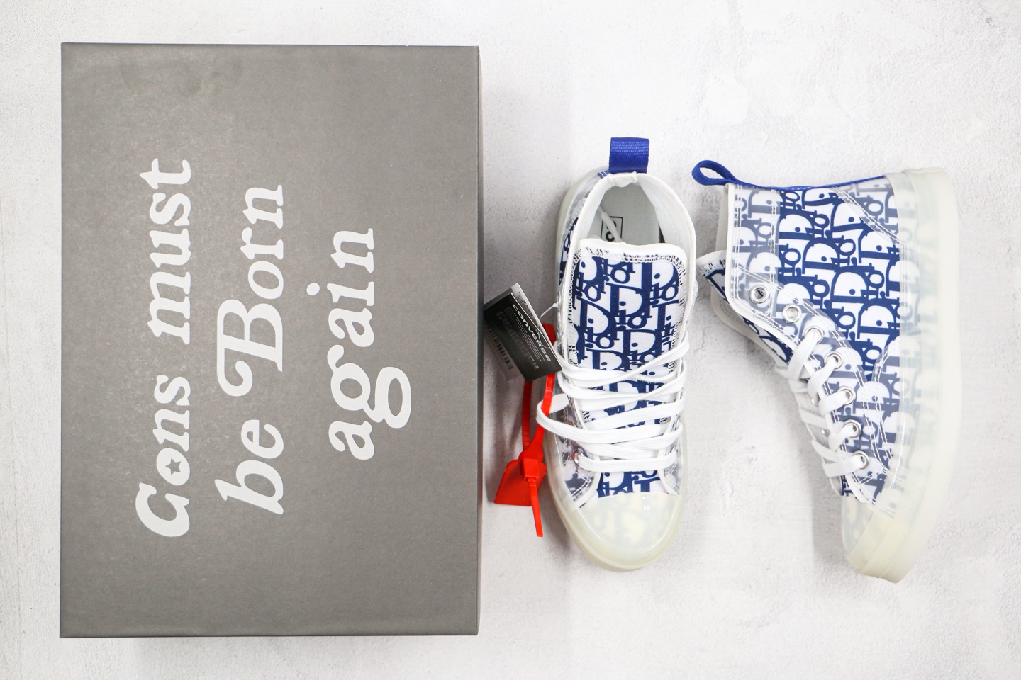 CONS MUST BE BORN AGAIN custom Dior Dior X Converse Chuck retro British style hollow ice silk transparent bottom all-match sneakers