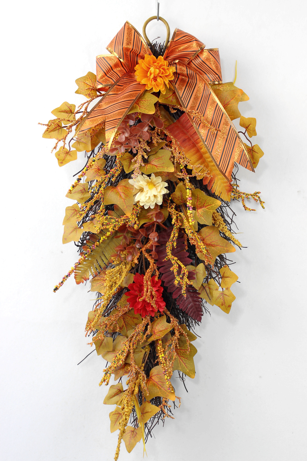 Handmade Swag, Autumn Decoration, Foliage Decoration, Arrangement for Fall, Autumn Door Swag, Fall Swag, Front Door Swag, Thanksgiving Swag, Peony/Berry/Pumpkin/Sunflower Wreath, Berry Autumn Wreath and Garland Bundle.(No.QD301/60A)
