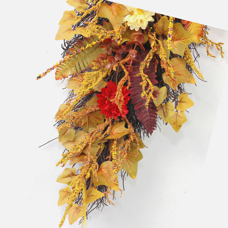 Handmade Swag, Autumn Decoration, Foliage Decoration, Arrangement for Fall, Autumn Door Swag, Fall Swag, Front Door Swag, Thanksgiving Swag, Peony/Berry/Pumpkin/Sunflower Wreath, Berry Autumn Wreath and Garland Bundle.(No.QD301/60A)