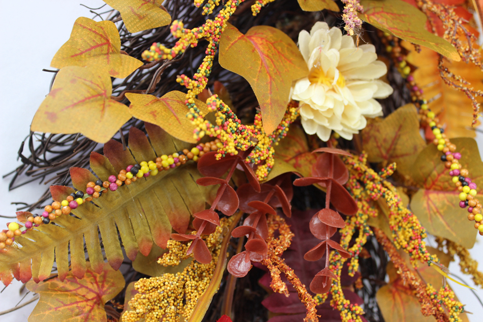 Handmade Swag, Autumn Decoration, Foliage Decoration, Arrangement for Fall, Autumn Door Swag, Fall Swag, Front Door Swag, Thanksgiving Swag, Peony/Berry/Pumpkin/Sunflower Wreath, Berry Autumn Wreath and Garland Bundle.(No.QD301/60A)