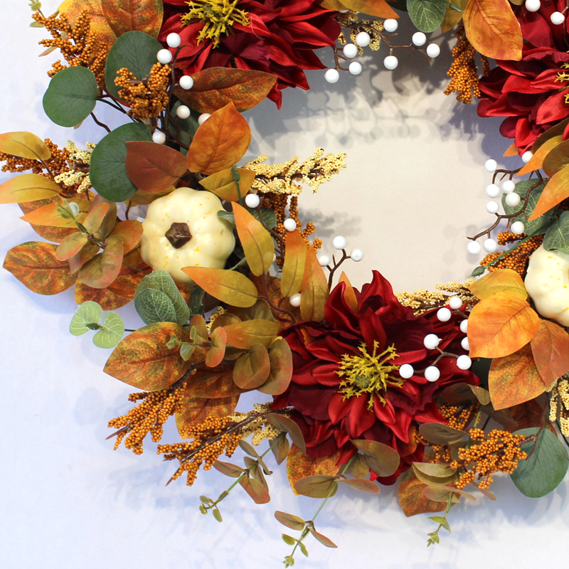 Fall Wreath, Front Door Wreath, Wreath for Fall, Autumn Wreath, Thanksgiving Wreath, Autumn Door Wreath,, Peony/Berry/Pumpkin/Sunflower Wreath, Berry Autumn Wreath and Garland Bundle(No.QH3148/60A)