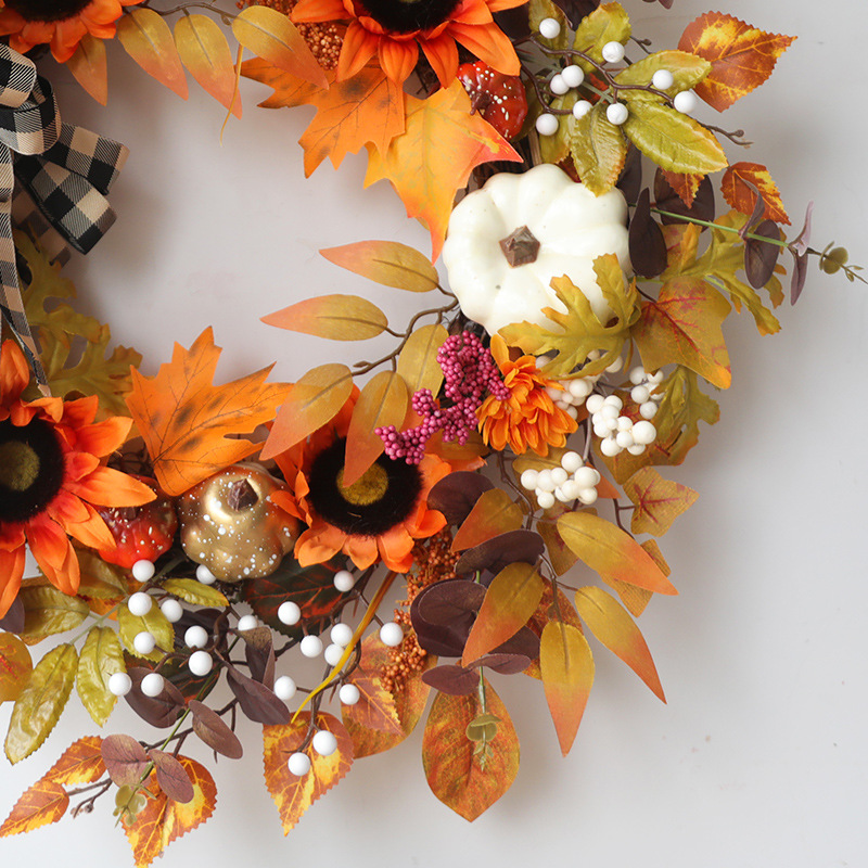 Fall Wreath, Front Door Wreath, Wreath for Fall, Autumn Wreath, Thanksgiving Wreath, Autumn Door Wreath,, Peony/Berry/Pumpkin/Sunflower Wreath, Berry Autumn Wreath and Garland Bundle(No.QH3149/50A)