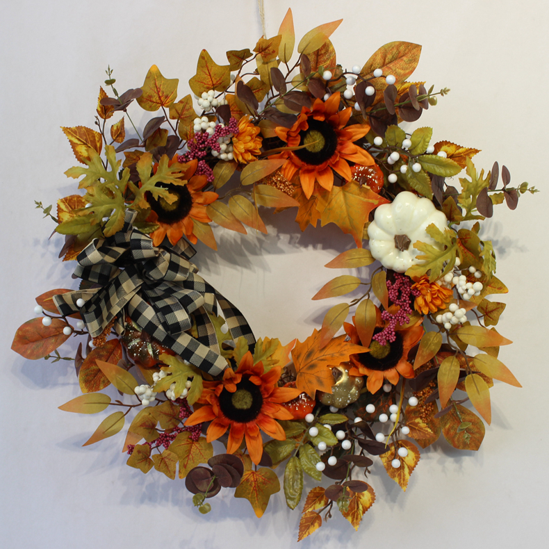 Fall Wreath, Front Door Wreath, Wreath for Fall, Autumn Wreath, Thanksgiving Wreath, Autumn Door Wreath,, Peony/Berry/Pumpkin/Sunflower Wreath, Berry Autumn Wreath and Garland Bundle(No.QH3149/50A)