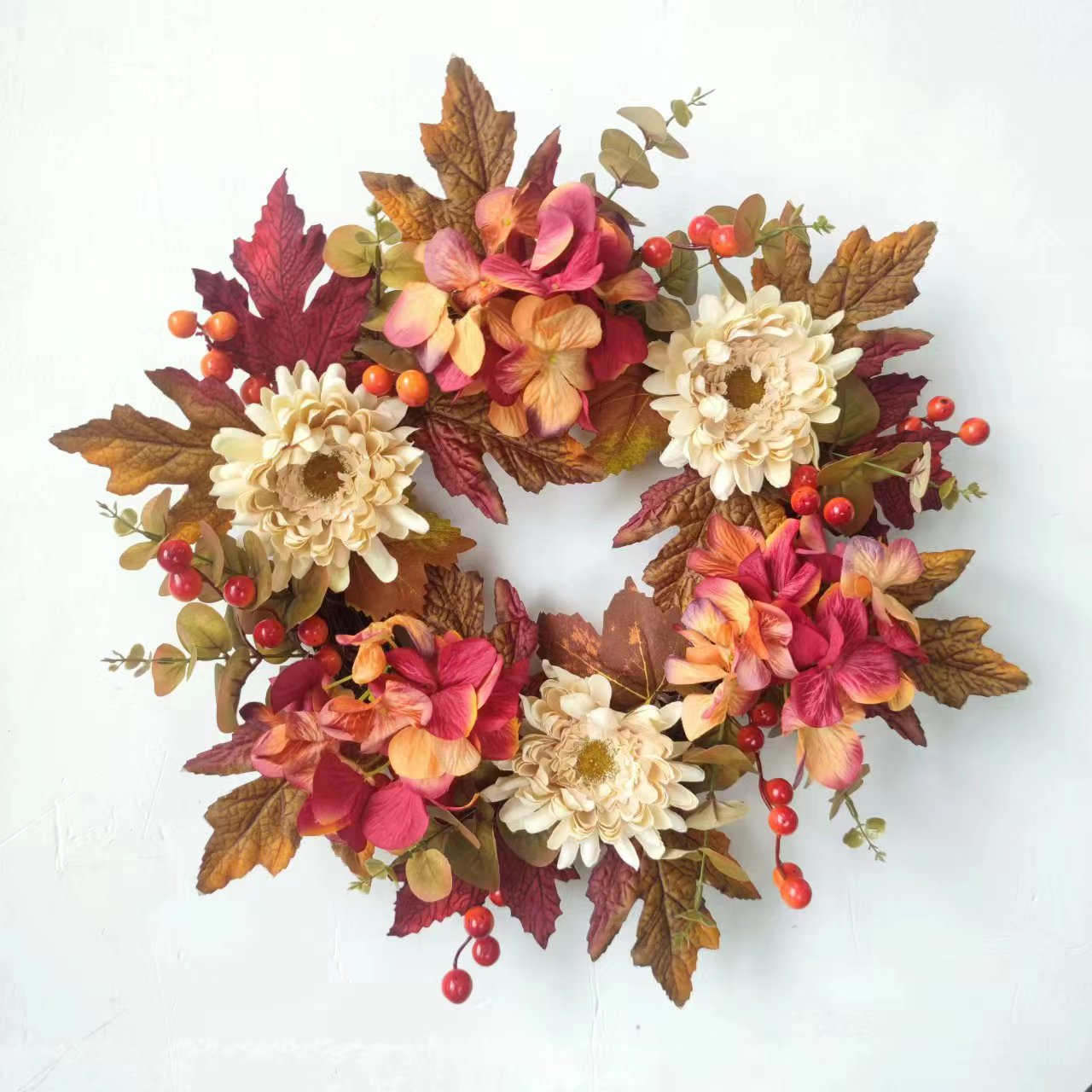 Handmade Wreath, Autumn Decoration, Summer Wreath, Wall Art, Wall Decor, Handmade Home Furniture,Rattan Hoop(No.QH3169/50A)