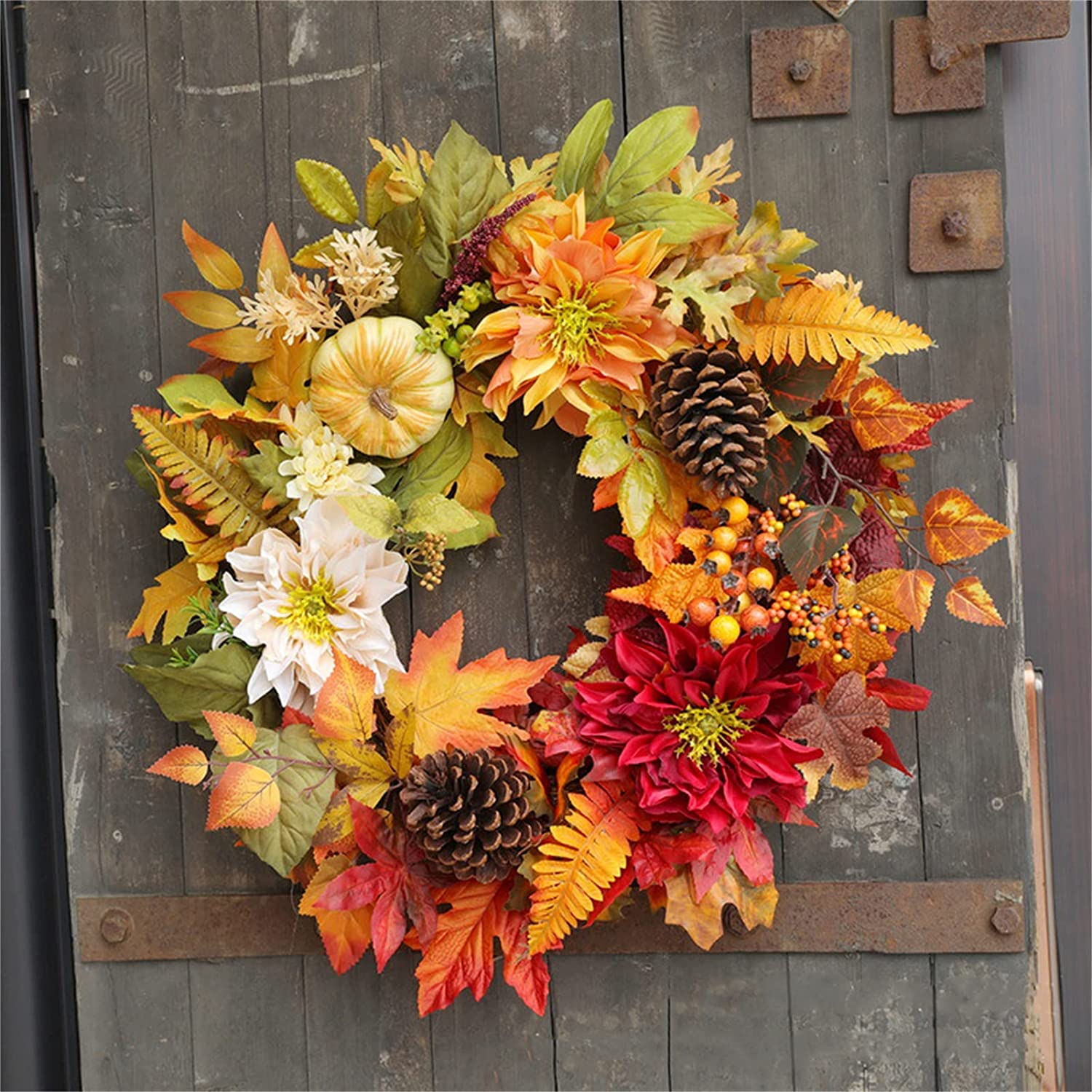 Fall Wreath, Front Door Wreath, Wreath for Fall, Autumn Wreath, Thanksgiving Wreath, Autumn Door Wreath,, Peony/Berry/Pumpkin/Sunflower Wreath, Berry Autumn Wreath and Garland Bundle.(No.QH376/60)