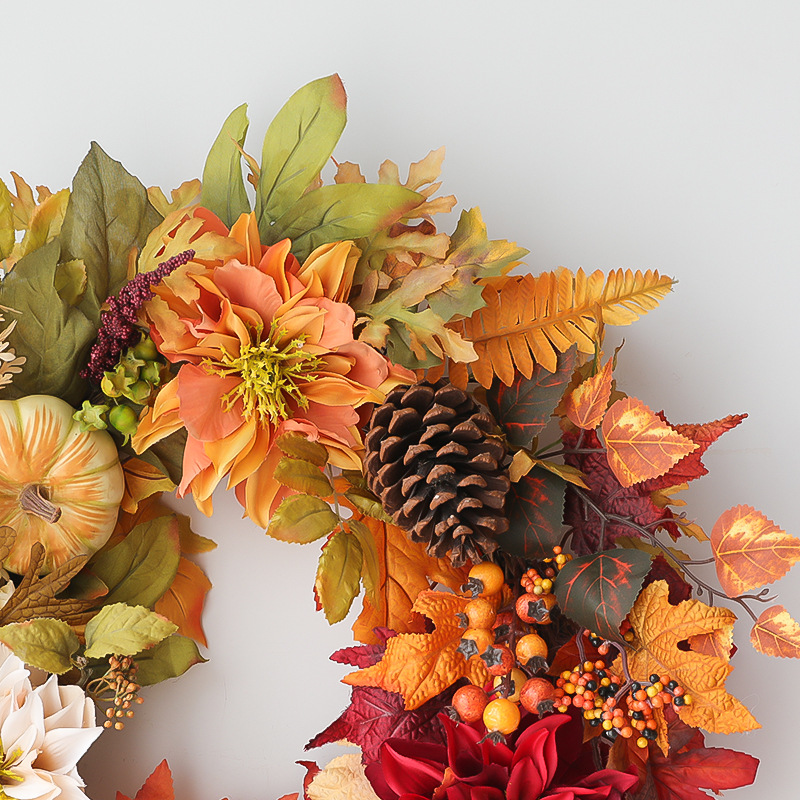 Fall Wreath, Front Door Wreath, Wreath for Fall, Autumn Wreath, Thanksgiving Wreath, Autumn Door Wreath,, Peony/Berry/Pumpkin/Sunflower Wreath, Berry Autumn Wreath and Garland Bundle.(No.QH376/60)