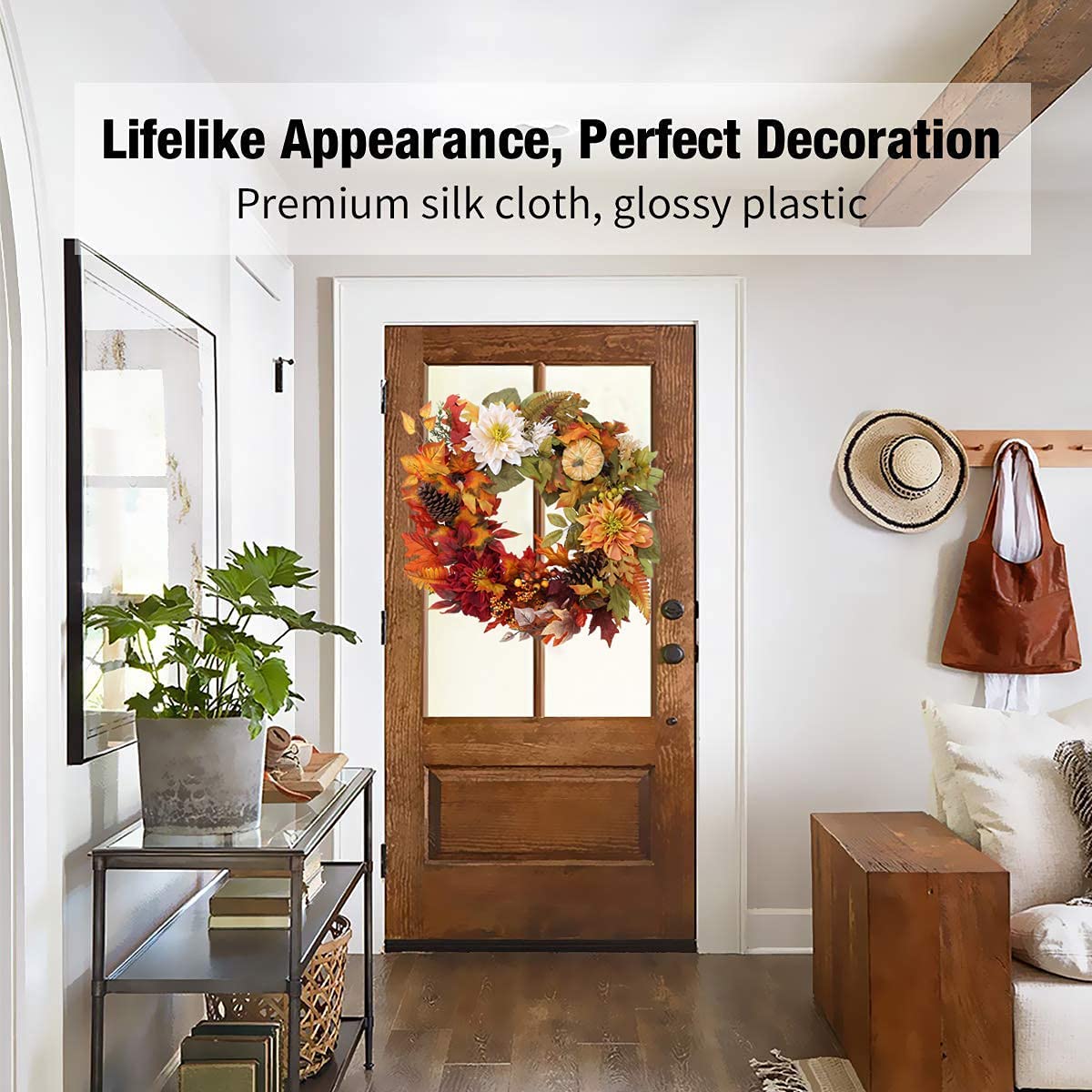 Fall Wreath, Front Door Wreath, Wreath for Fall, Autumn Wreath, Thanksgiving Wreath, Autumn Door Wreath,, Peony/Berry/Pumpkin/Sunflower Wreath, Berry Autumn Wreath and Garland Bundle.(No.QH376/60)