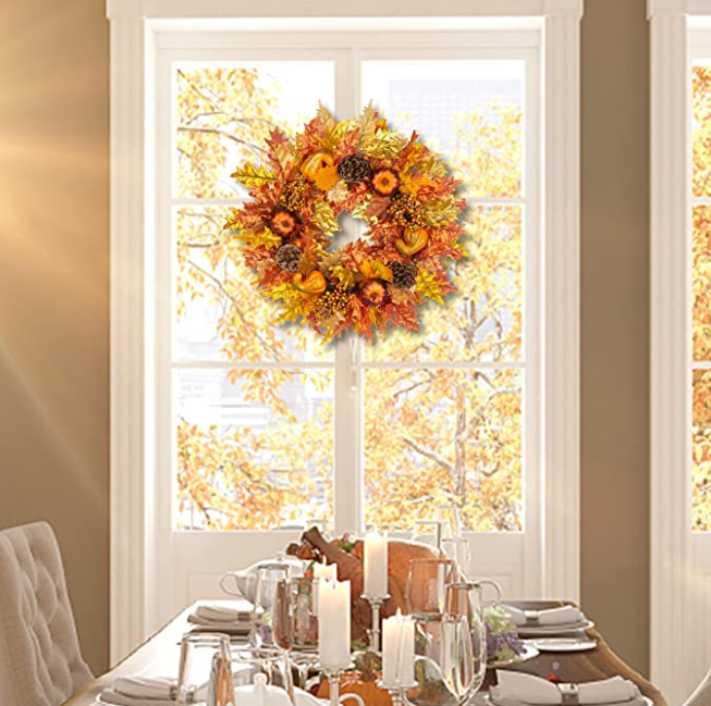 Fall Wreath, Front Door Wreath, Wreath for Fall, Autumn Wreath, Thanksgiving Wreath, Autumn Door Wreath,, Peony/Berry/Pumpkin/Sunflower Wreath, Berry Autumn Wreath and Garland Bundle(No.QH389/45)
