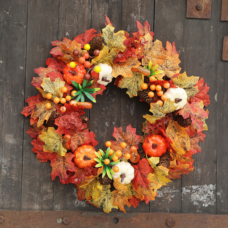 Fall Wreath, Front Door Wreath, Wreath for Fall, Autumn Wreath, Thanksgiving Wreath, Autumn Door Wreath,, Peony/Berry/Pumpkin/Sunflower Wreath, Berry Autumn Wreath and Garland Bundle(No.QH396/50)