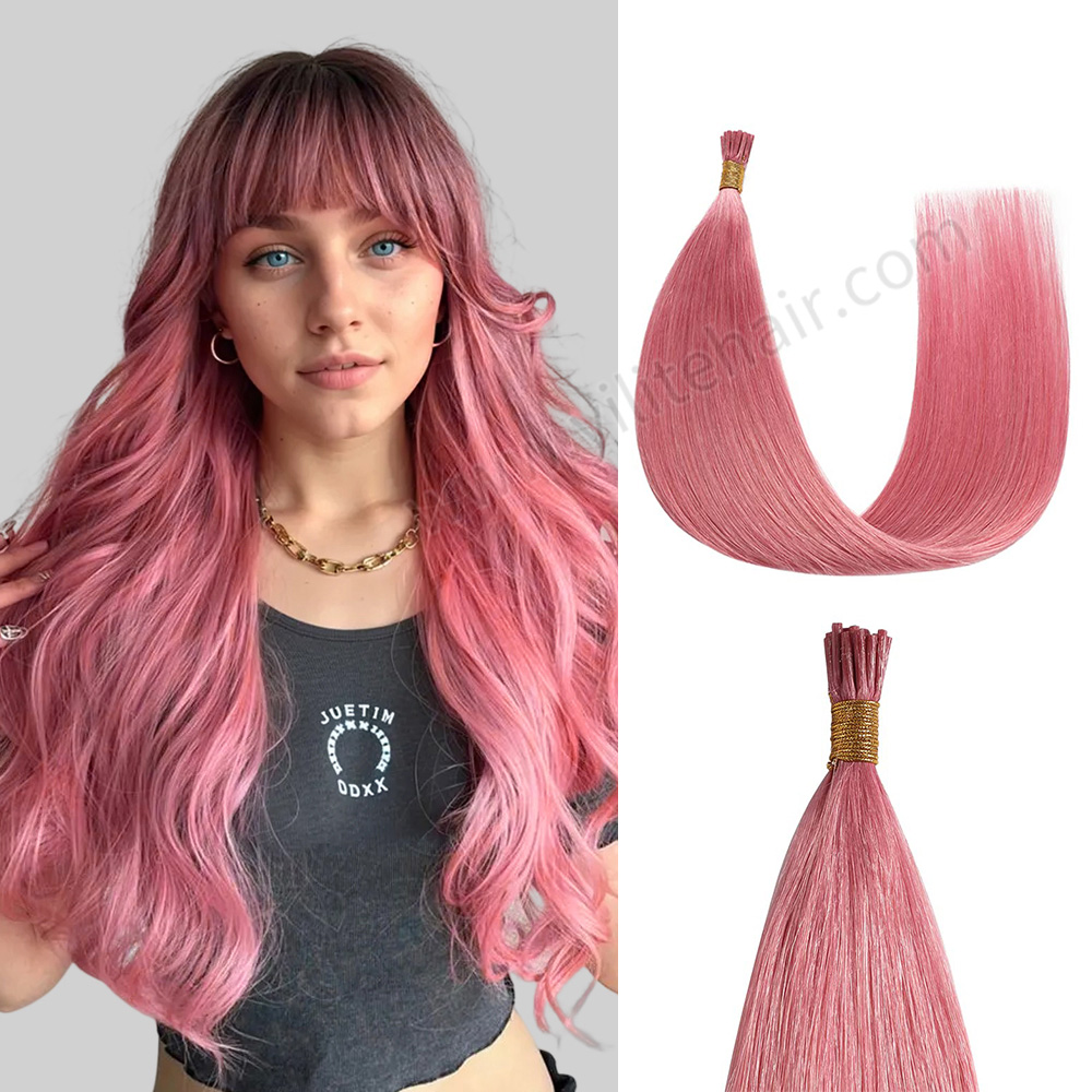 Hot pink human hair popular clip in extensions