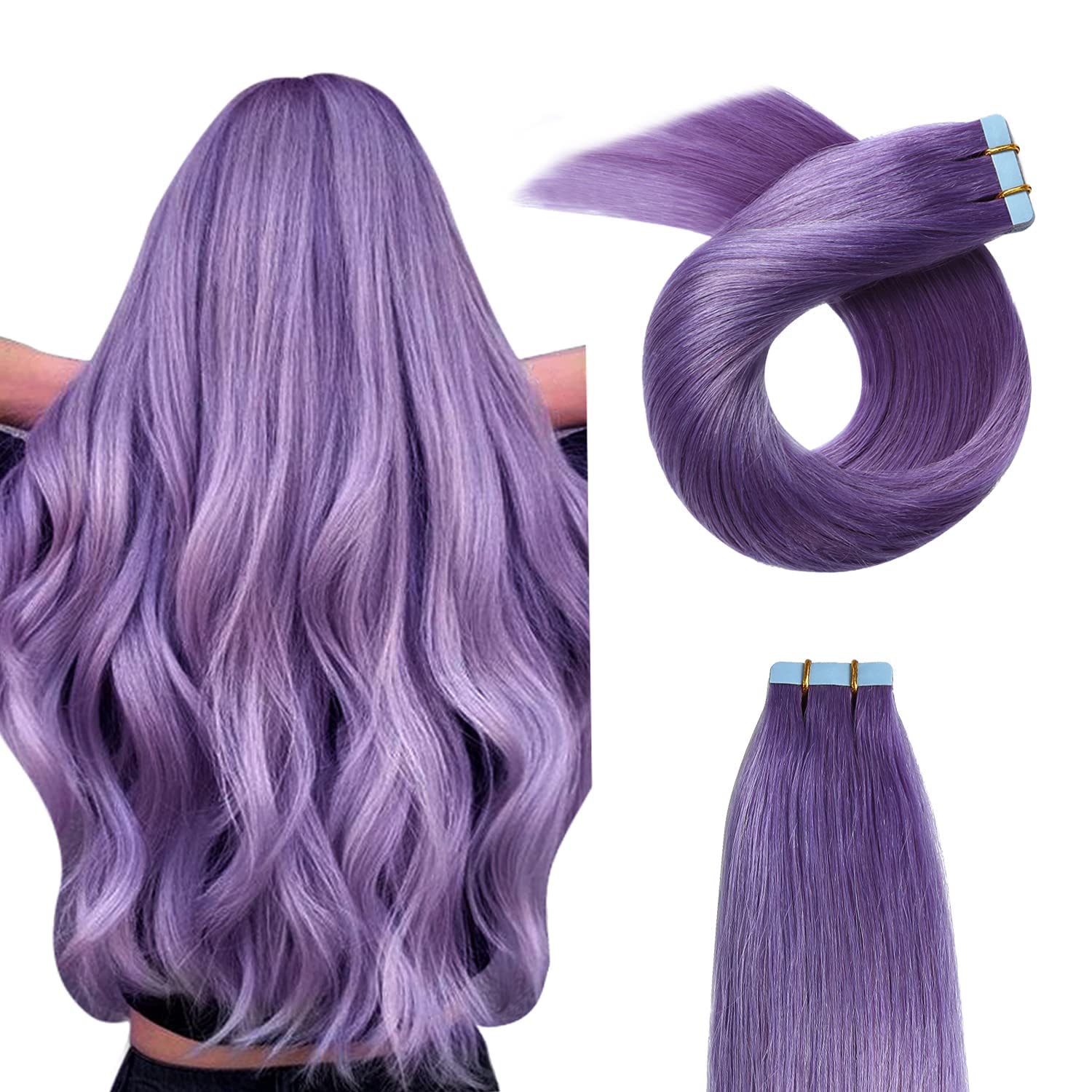20 Peices/Pack 50g Purple Tape in Hair Extensions Human Hair 12inch-20inch Seamless Invisible Straight Skin Weft Human Hair Tape in Extensions 50g/pack Tape ins