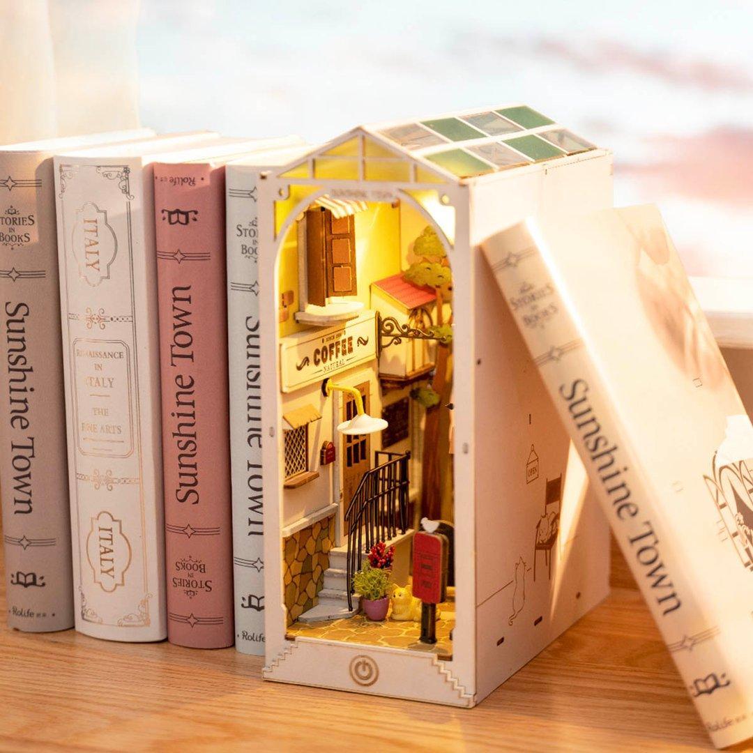 Sunshine Town Miniature Book Nook Shelf Insert | Anavrin