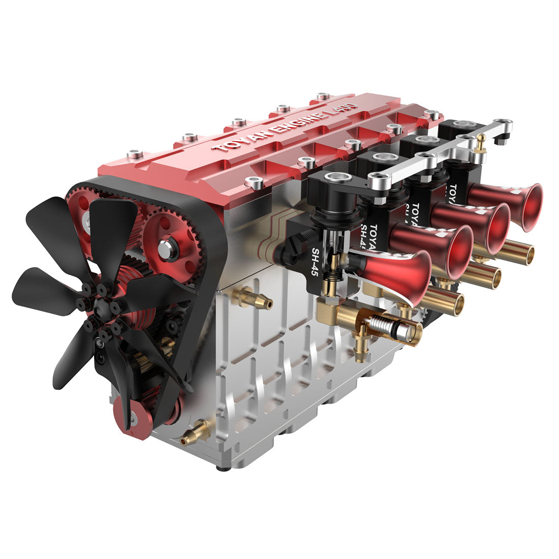 FS-L400 14cc Inline 4 Cylinder Four-stroke Water-cooled Nitro Engine Model for 1:8 1:10 RC Car Ship Airplane