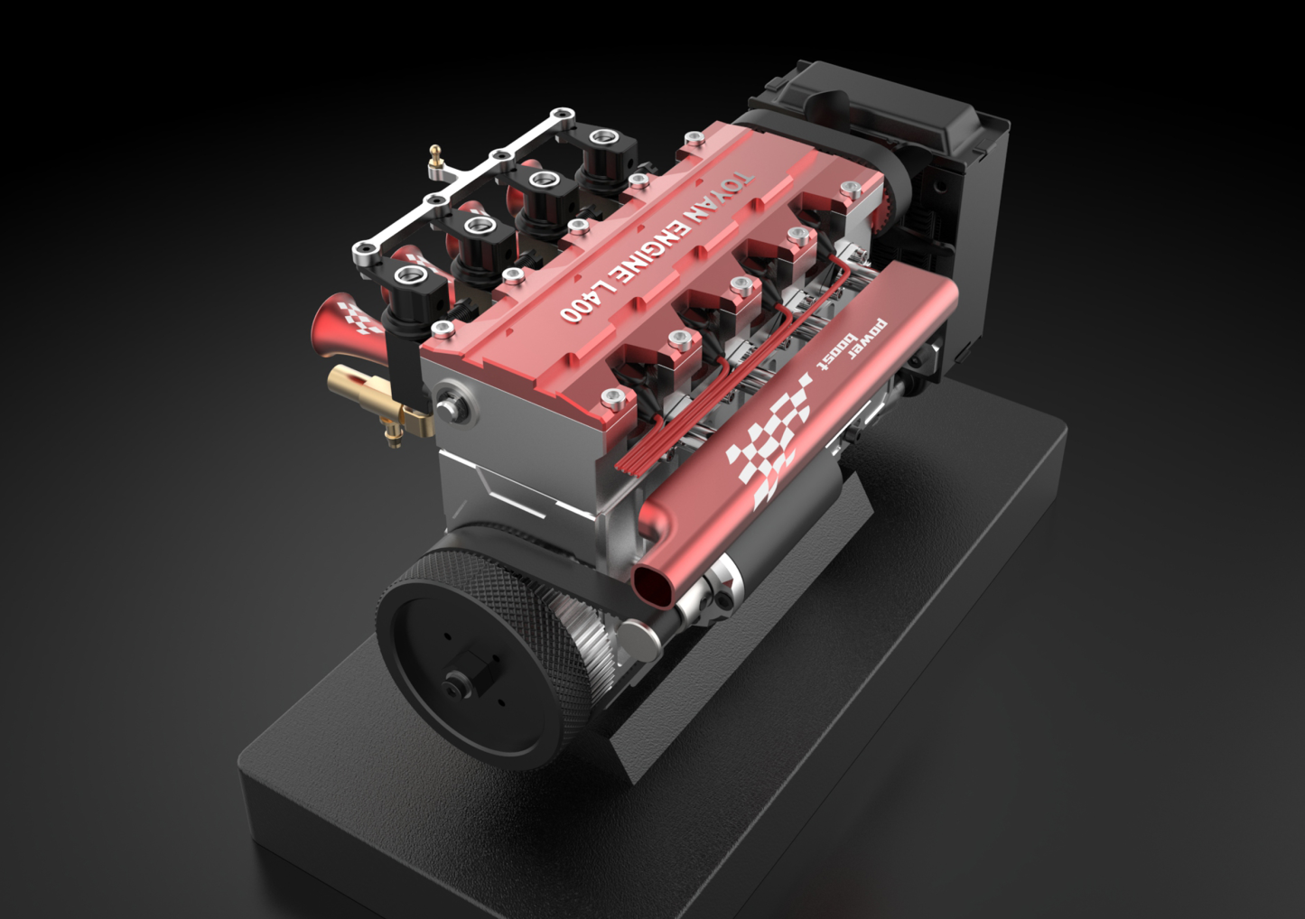 FS-L400 14cc Inline 4 Cylinder Four-stroke Water-cooled Nitro Engine Model for 1:8 1:10 RC Car Ship Airplane