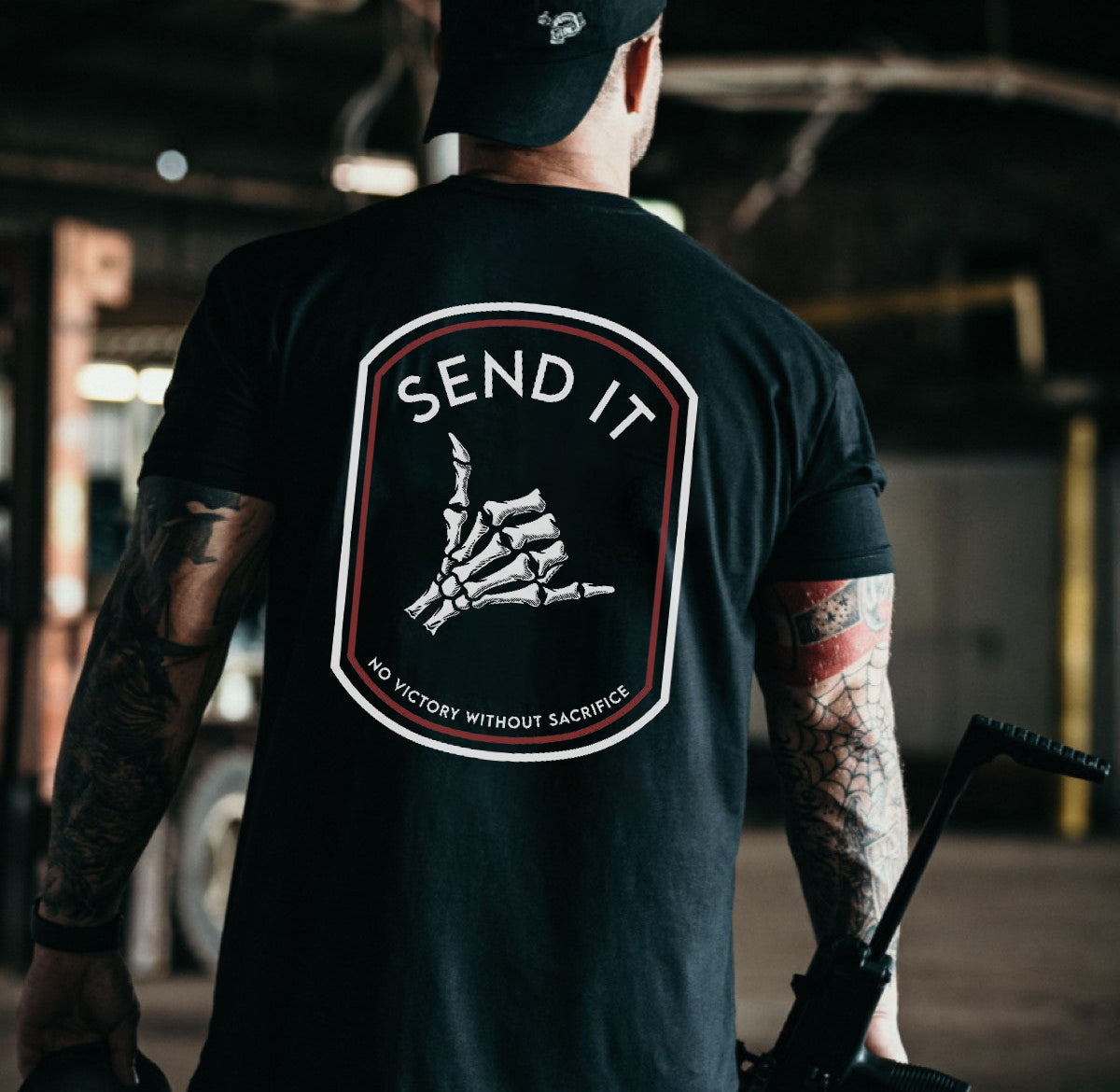 Tattoo inspired clothing: Send It Skeleton Hand T-shirt-Wawl Soul
