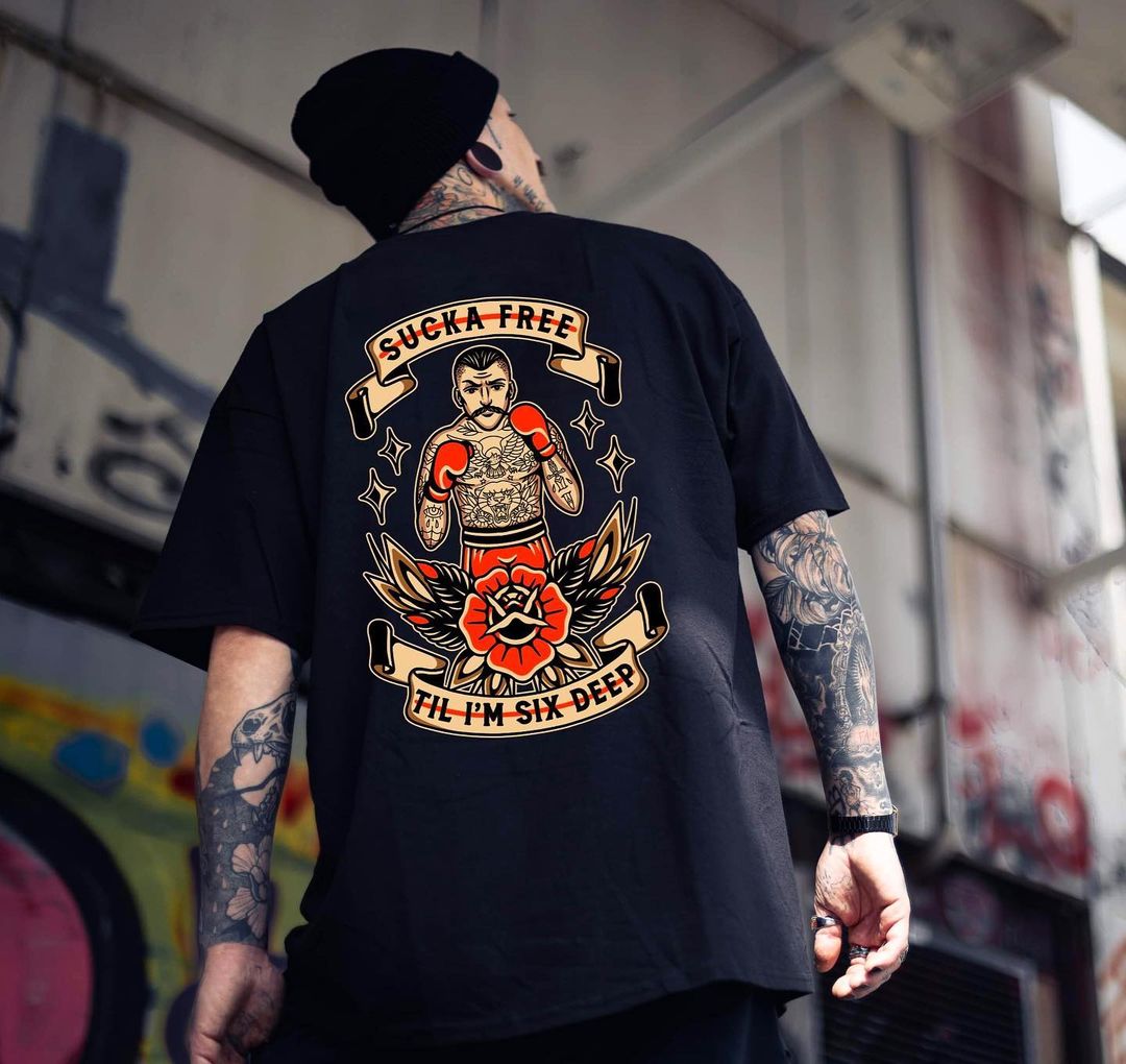 Tattoo-inspired Cothing Label: Til I'm Six Deep Boxer T-shirt-Wawl Soul