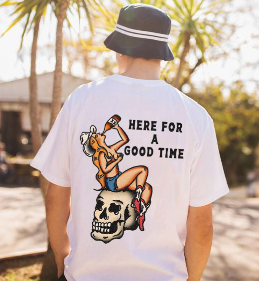 Tattoo inspired clothing: Here For A Good Time T-shirt-Wawl Soul