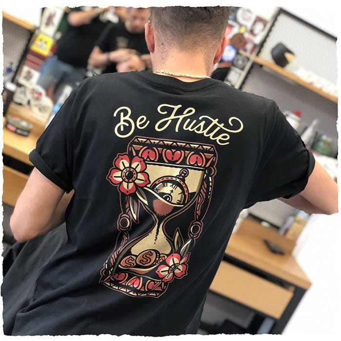 Tattoo inspired clothing: Be Hustle Hourglass T-shirt-Wawl Soul