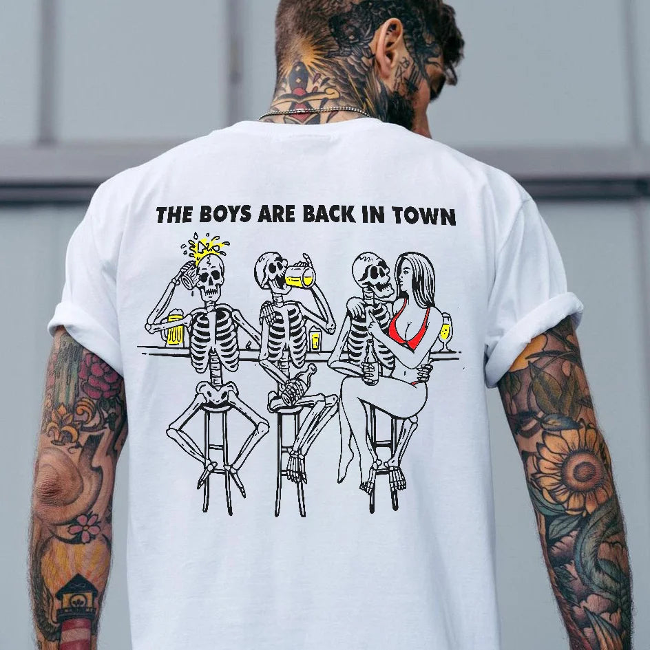 Tattoo inspired clothing: The Boys Are Back In Town T-shirt-Wawl Soul