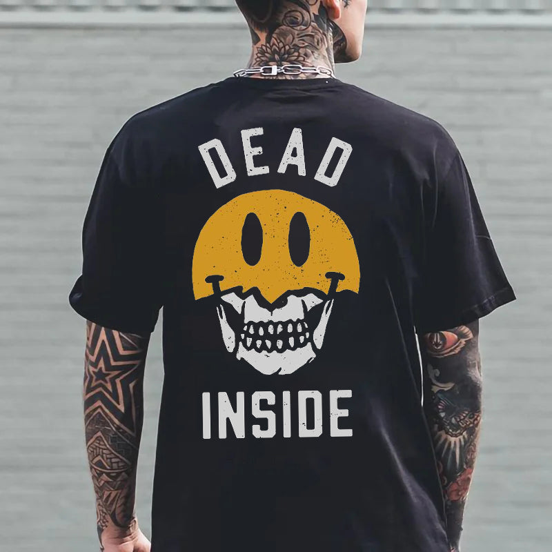 Tattoo inspired clothing: Dead Inside Smiley T-shirt-Wawl Soul