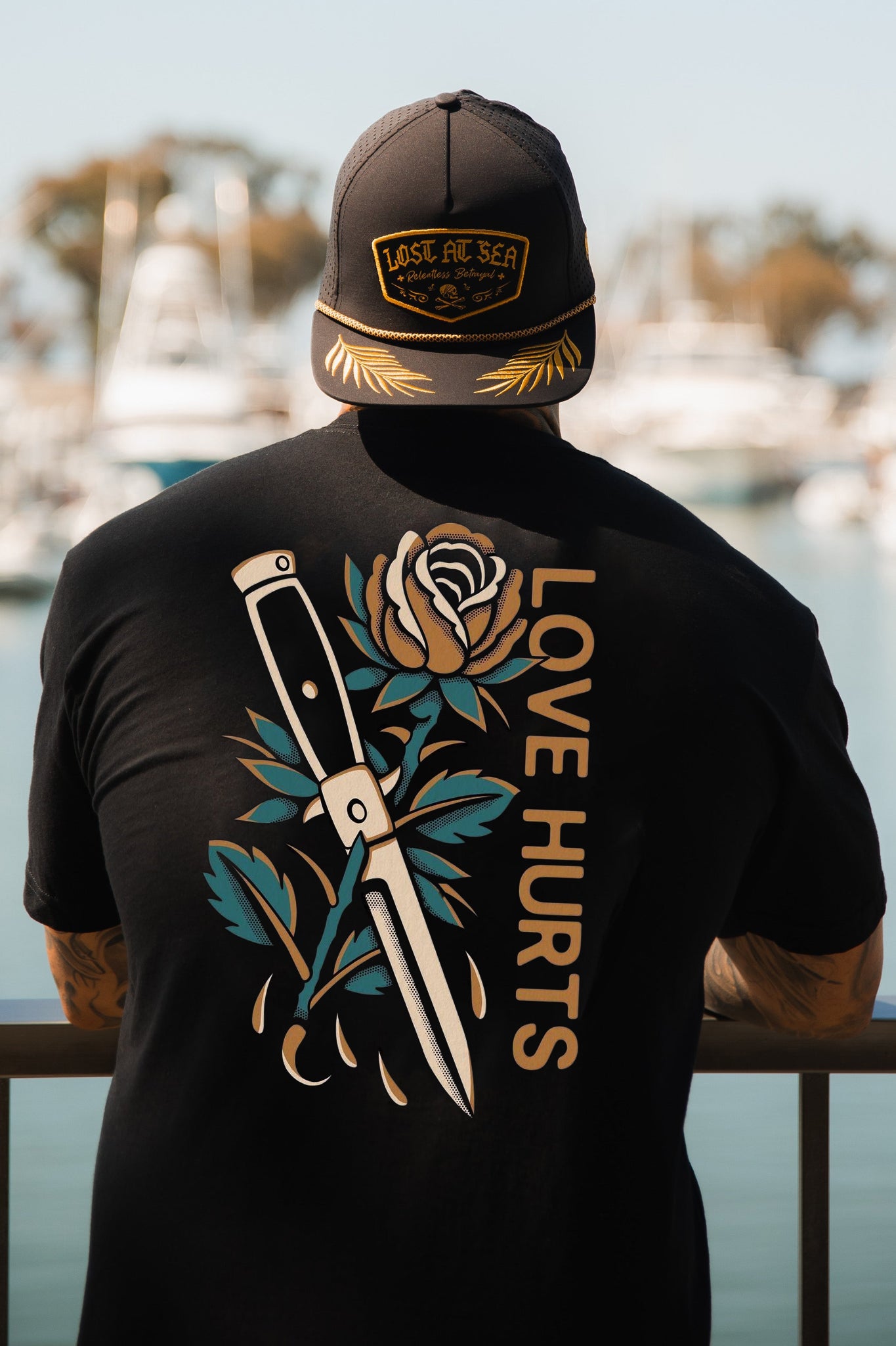 Tattoo inspired clothing: Love Hurts Dagger T-shirt-Wawl Soul