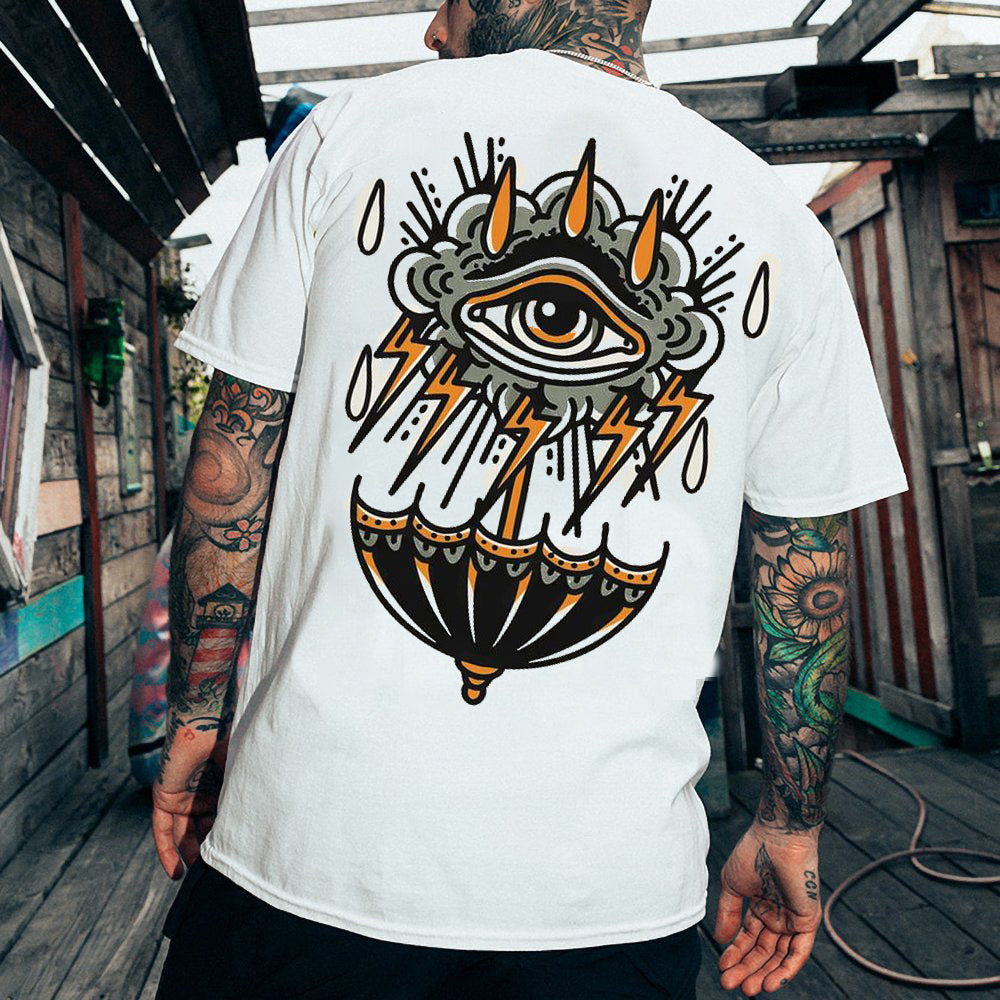 Tattoo inspired clothing: Rain And Umbrella T-shirt-Wawl Soul