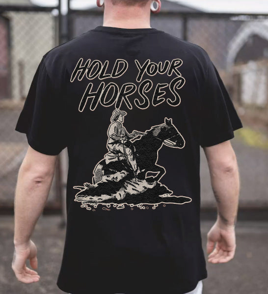 Tattoo inspired clothing: Hold Your Horses T-shirt-Wawl Soul