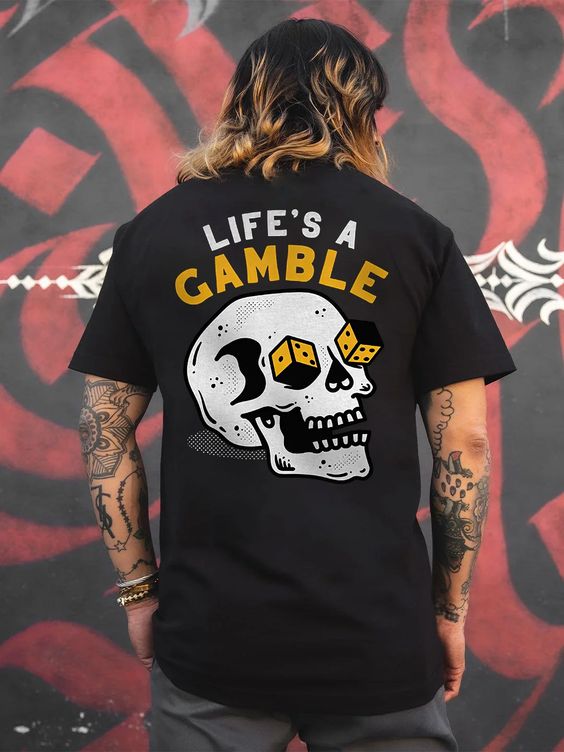 Life's A Gamble Skull Printed Men's T-shirt