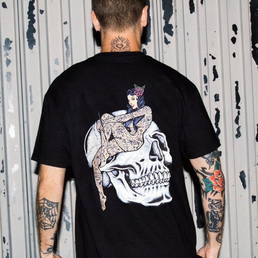 Tattoo inspired clothing: Skull & Tattooed Girl T-shirt-Wawl Soul