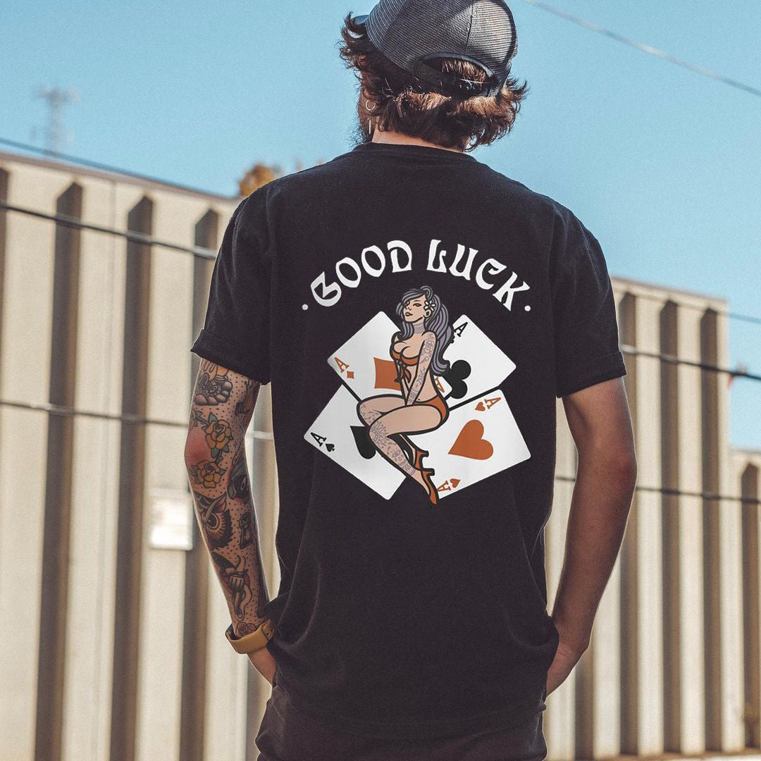 Tattoo inspired clothing: Good Luck Ace Lady T-shirt-Wawl Soul