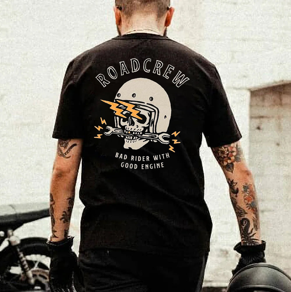 Tattoo inspired clothing: Bad Rider With Good Engine T-shirt-Wawl Soul