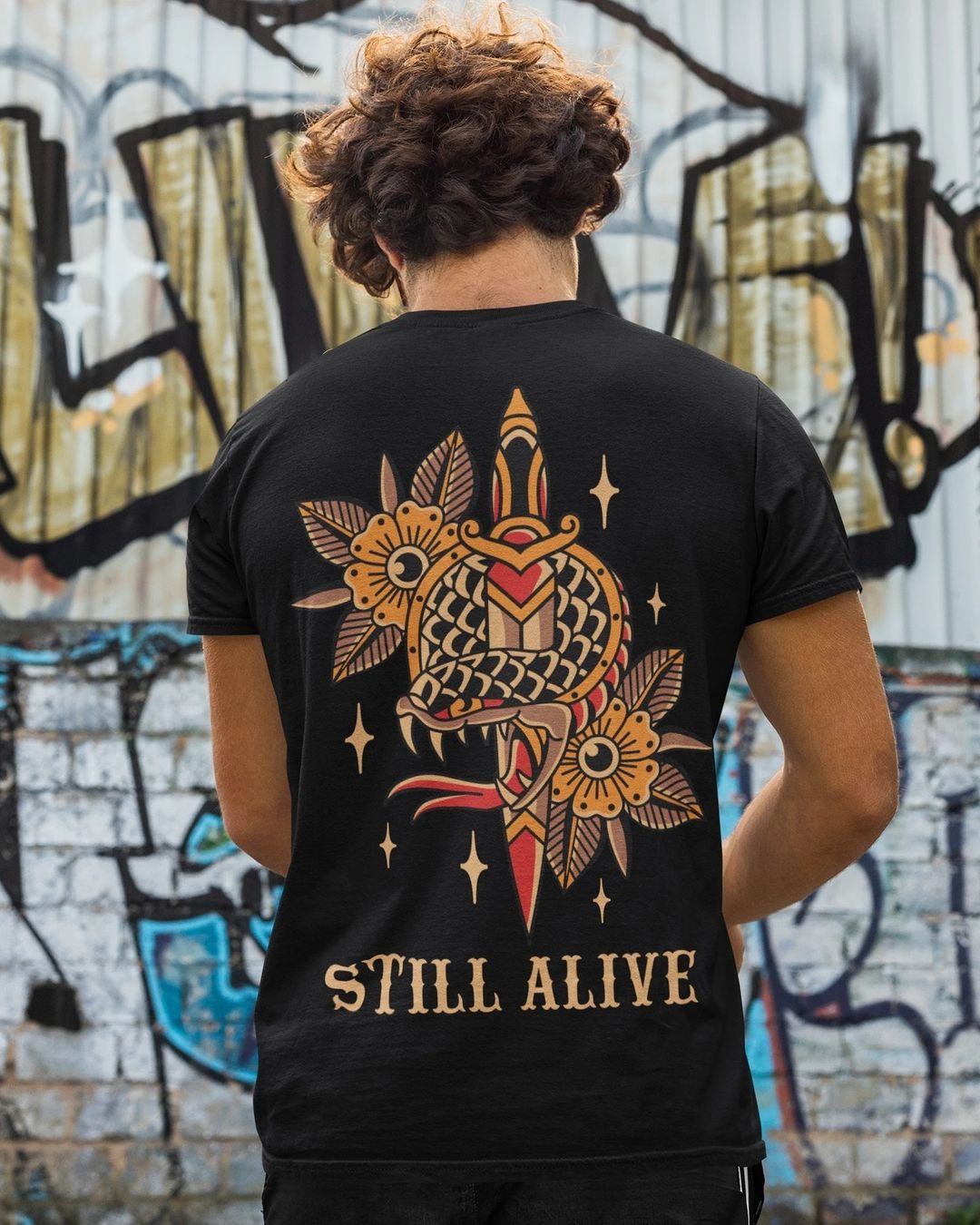 Tattoo inspired clothing: Still Alive Snake T-shirt-Wawl Soul