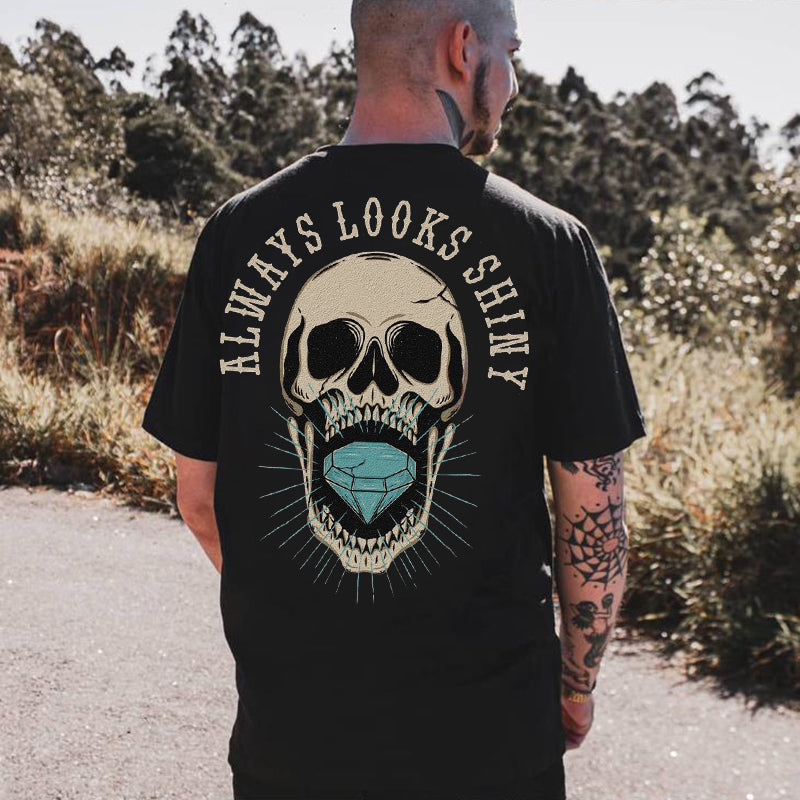 Tattoo inspired clothing: Always Looks Shiny Skull T-shirt-Wawl Soul