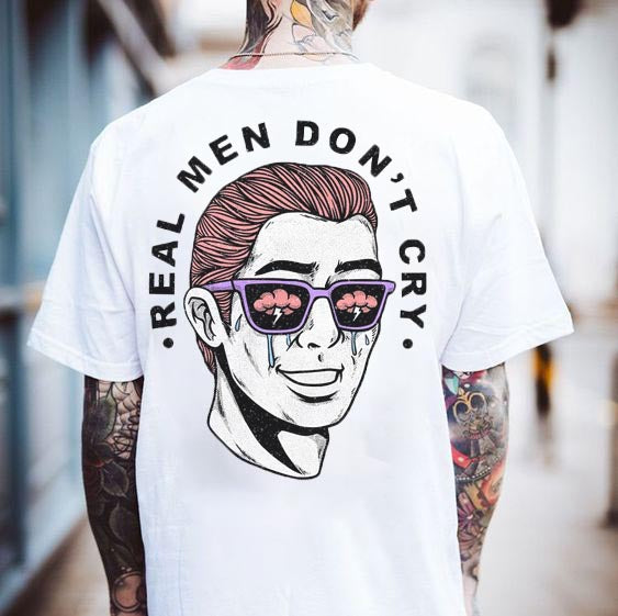 Tattoo inspired clothing: Real Men Don’t Cry T-shirt-Wawl Soul