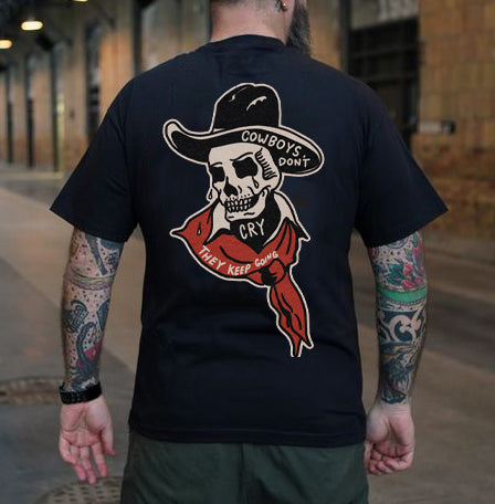 Tattoo inspired clothing: Cowboys Don't Cry T-shirt-Wawl Soul