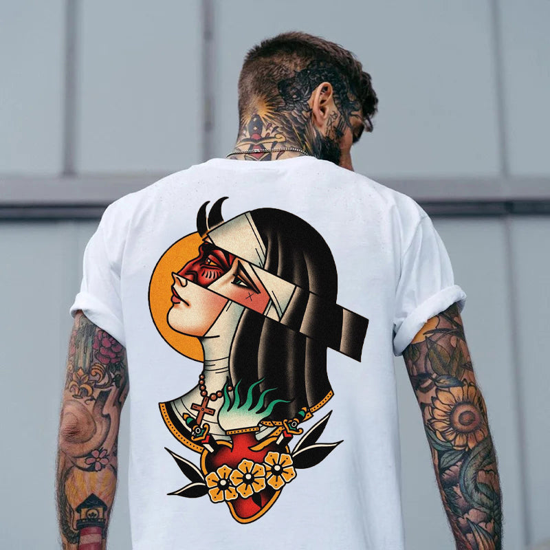 Tattoo inspired clothing: Fragment Nun T-shirt-Wawl Soul