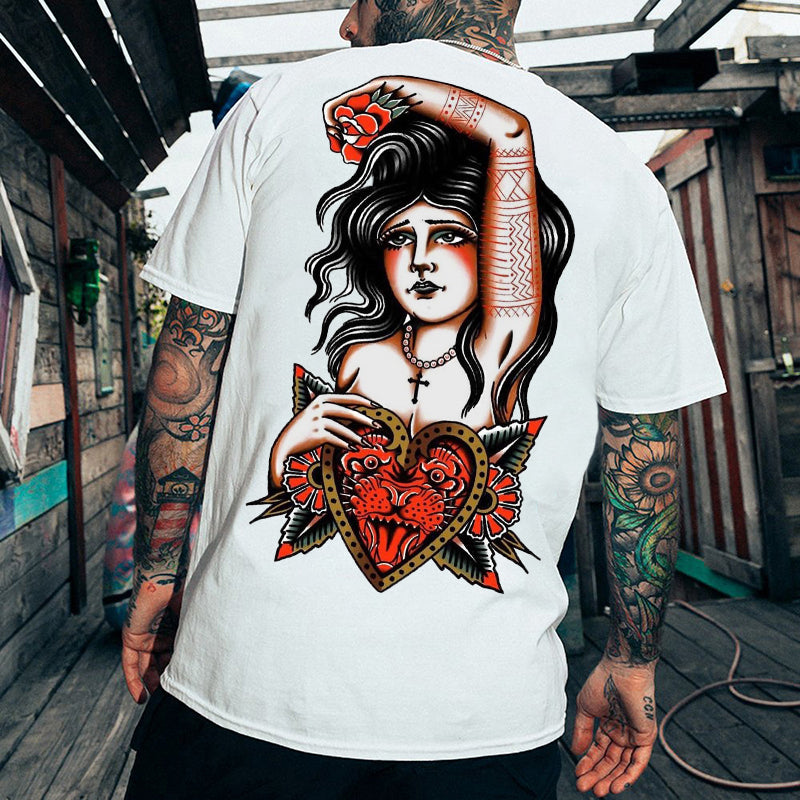 Tattoo inspired clothing: Girl With Wild Heart T-shirt-Wawl Soul