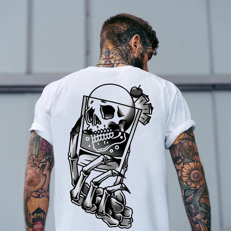 Tattoo inspired clothing: Skull Cocktail T-shirt-Wawl Soul
