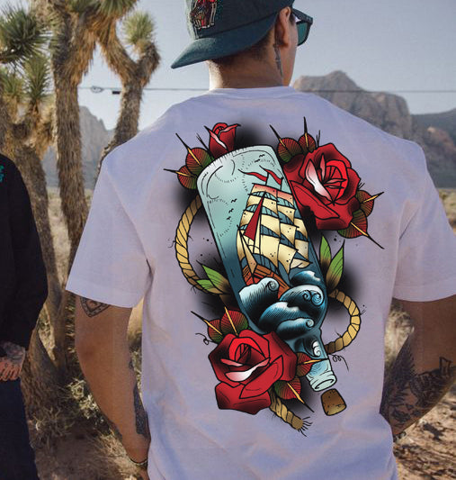 Tattoo inspired clothing: Ship In The Bottle T-shirt-Wawl Soul