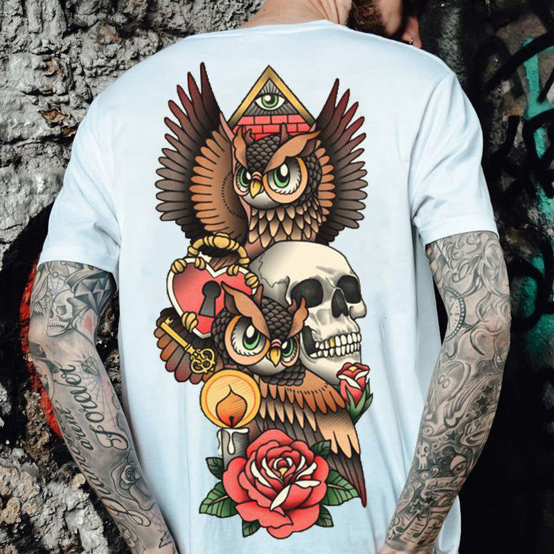 Owls And Skull Printed Men’s T-shirt