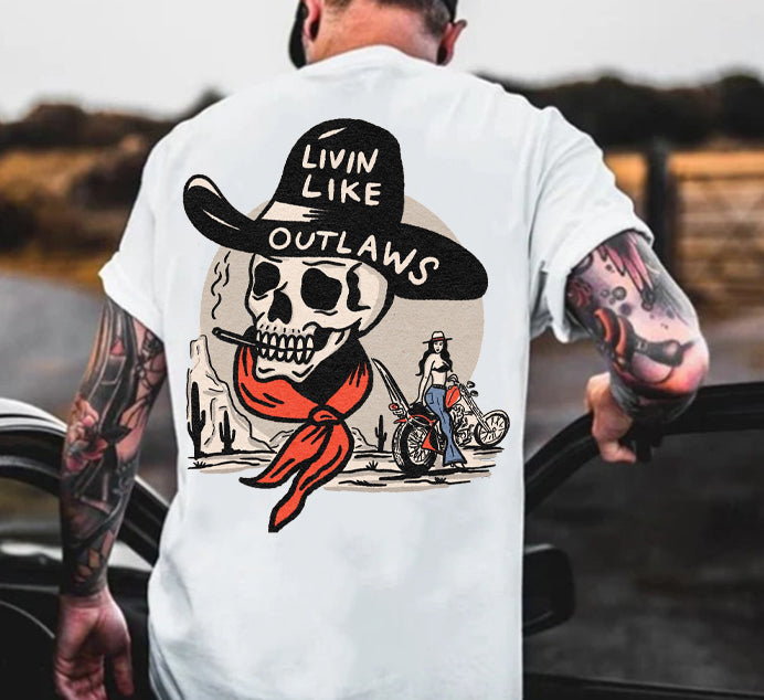 Tattoo inspired clothing: Livin Like Outlaws T-Shirt-Wawl Soul
