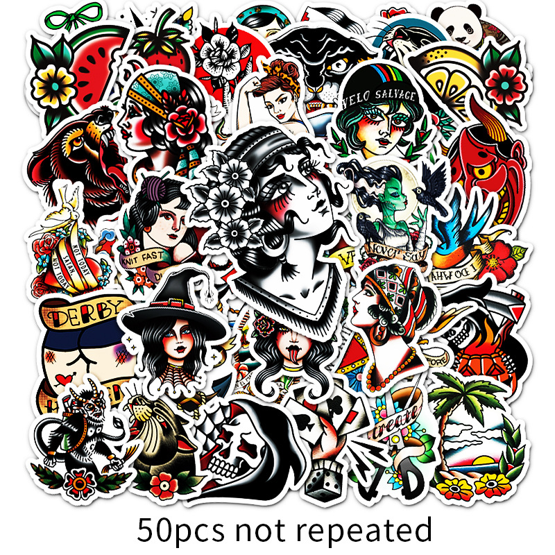 Tattoo inspired clothing: Old School Tattoo Stickers Pack-Wawl Soul