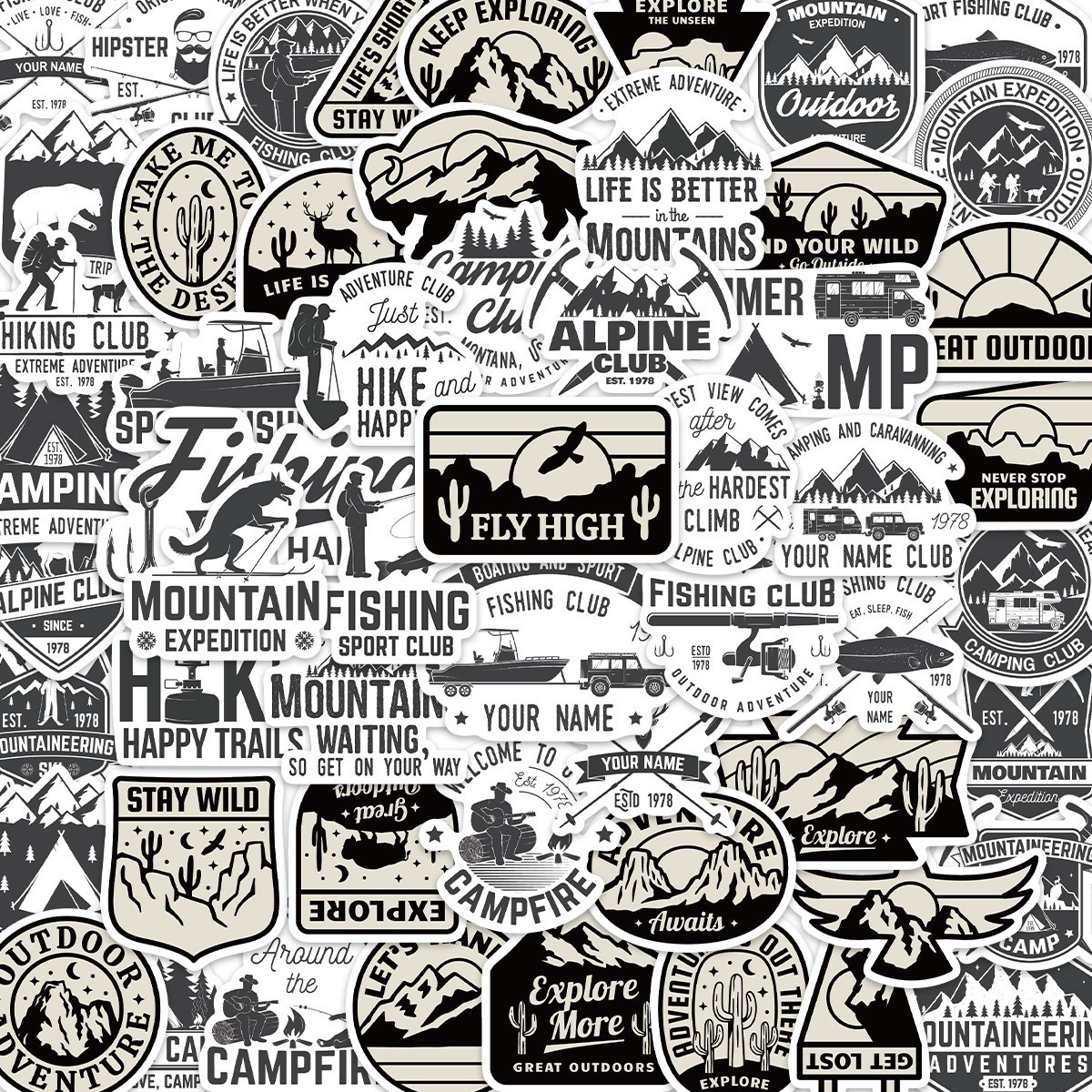 Black & White Nature Park Sticker Pack 