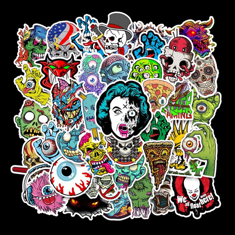 Tattoo inspired clothing: New School Scary Sticker Pack -Wawl Soul
