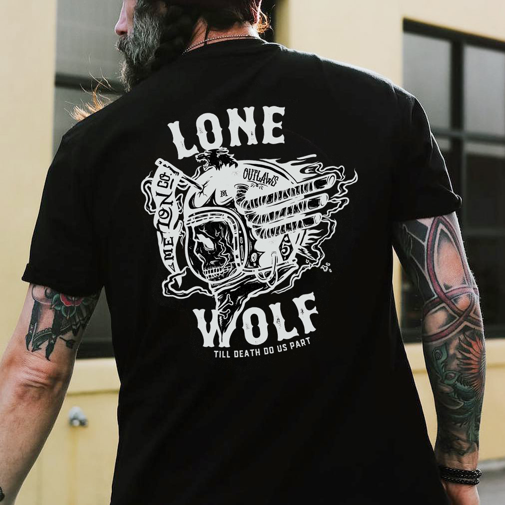 Tattoo inspired clothing: Lone Wolf Rider T-shirt-Wawl Soul
