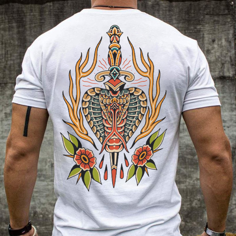 Tattoo inspired clothing: Snake And Swords T-shirt-Wawl Soul
