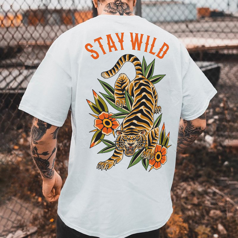 Tattoo inspired clothing: Stay Wild Tiger T-shirt-Wawl Soul
