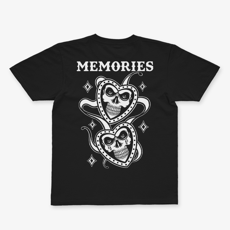 Tattoo inspired clothing: Skull Heart Memories T-shirt-Wawl Soul